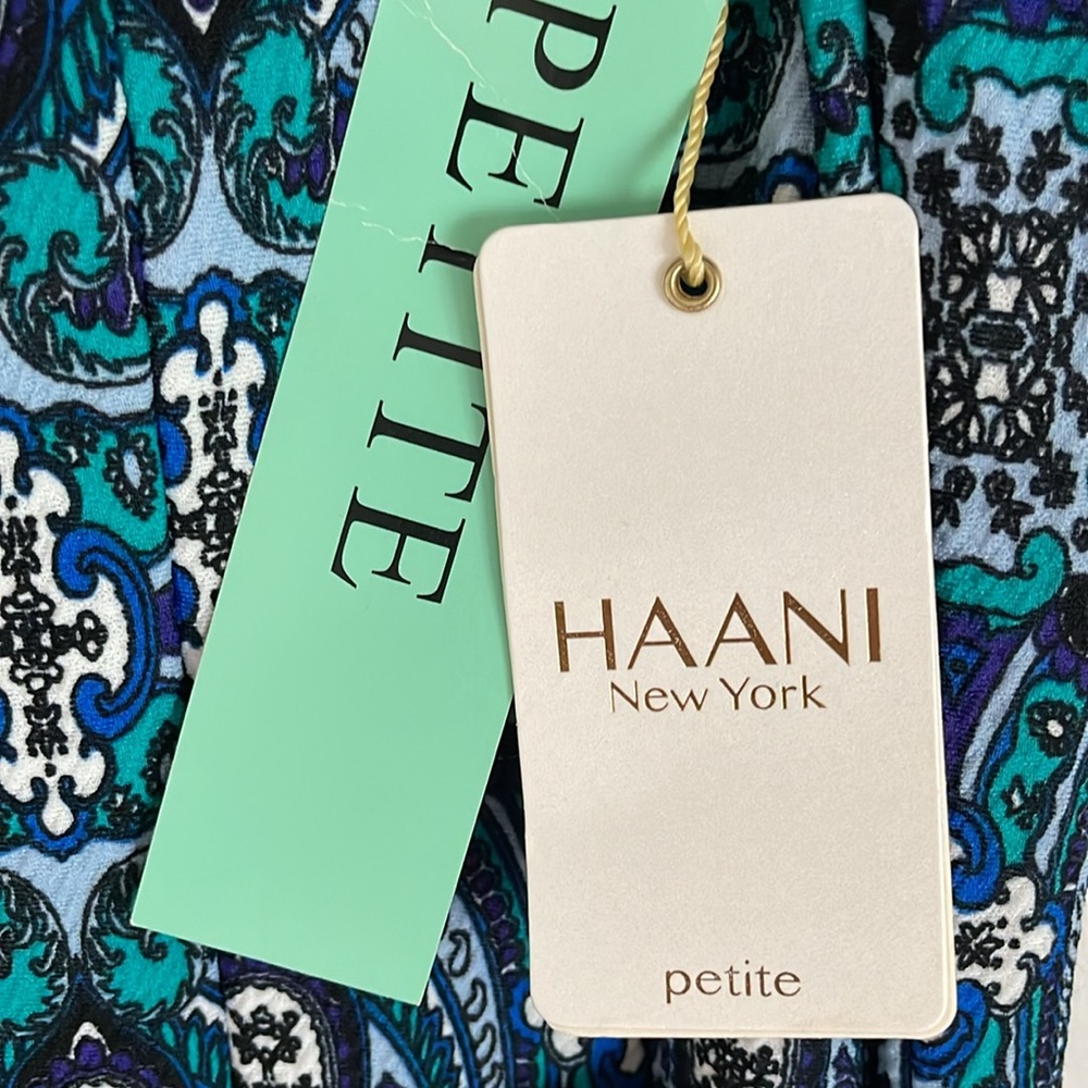 Haani New York Petite Blue Multicolored Paisley Print Bohemian Fit & Flare Dress - Picture 7 of 13
